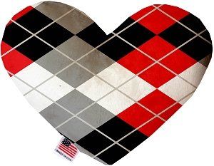 Red and Grey Argyle Heart Dog Toy (size: 6 Inch)