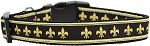 Black and Gold Fleur de Lis Nylon Dog Collar (size: Medium Narrow)