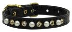 3/8" Pearl and Clear Crystals Collar (size: Black 10)