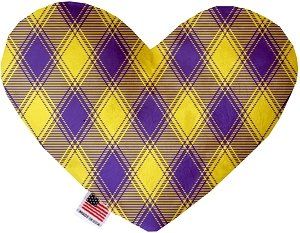 Purple and Yellow Plaid Canvas Heart Dog Toy (size: 6 Inch)